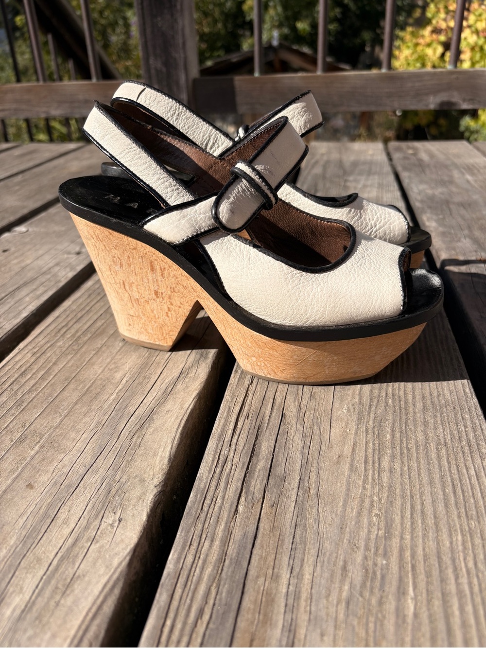 Women's White and Black Platform Sandals
